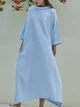 Льняное свободное платье Светло-голубое S - linen island (133444) - изображение 2