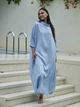 Льняное свободное платье Светло-голубое S - linen island (133444) - изображение 4