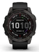 Титановые часы с солнечной батареей Garmin Fenix 7 Sapphire Solar DLC (010-02540-35) черные с силиконовым ремешком - изображение 5