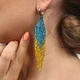 Серьги из бисера сине-желтые 9х2,5 - изображение 2
