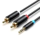 Кабель Vention BCLBH 3.5mm Male to 2-Male RCA Adapter Cable 2m, Black - зображення 1