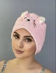 Тюрбан чалма для сушки волос из микрофибры Полотенце на голову с пуговицей и ушками Тюрбан для ванной Розовый (ВК0903В-2) - изображение 4