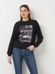 Свитшот женский NA-KD 1691-000019-9321 S Черный с принтом (7325943549502) - изображение 1
