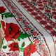 Скатертина для обіднього або кухонного столу, тканина-рогожка, малюнок червоні маки з крестиком на сірому фоні (220см*150см). - зображення 2