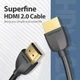 Тонкий кабель HDMI Vention Slim Portable HDMI 2.0 чорний кабель в обплетенні 0.5 м (AAIBD) - зображення 3
