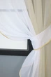 Кухонные шторы VR-Textil № 017к комбинированные с подвязками бежевый с белым 265х170 см (50-009) - изображение 3