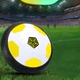 Интерактивный летающий футбольный мяч для дома Детский аэромяч Hoverball с LED Желто-белый - изображение 1
