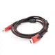 Кабель HDMI - HDMI 1.4V 1080p 1,5м усиленний, з нейлоновою оплеткою, фільтром та позолоченими коннекторами, чорно-червоний - зображення 3