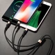 Дата кабель Hoco X26 Xpress 3in1 Lightning -MicroUSB-Type-C (1m) Чорний / Золотий - зображення 4