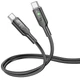 Дата кабель Hoco U120 Transparent explore intelligent power-off PD 60W Type-C to Type-C (1.2m) Black - зображення 2