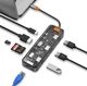 USB-хаб WIWU CB008 Cyber hub 8 in 1 (USB3.0*2+USB2.0*1+SD/TF(3.0)+HDMI(4K30)+PD+RJ45) Space Gray - зображення 3