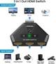 Розгалужівач HDMI Splitter, 4K Automatic/Manual 3 in 1 Out, підтримує 4K/3D/HDR/UHD/1080P, Xbox, PS5/4/3, Blu-Ray Firestick, HDTV і Apple TV - зображення 2
