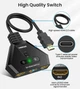 Розгалужівач HDMI Splitter, 4K Automatic/Manual 3 in 1 Out, підтримує 4K/3D/HDR/UHD/1080P, Xbox, PS5/4/3, Blu-Ray Firestick, HDTV і Apple TV - зображення 4