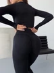 Спортивный женский костюм Hot для фитнеса и йоги (рашгард + леггинсы) c двойным Push Up V-пояс XS-S Черный (MA010000S) - изображение 2