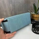 Стильный классический клатч из экокожи гладкий каркасный голубой для девушек - изображение 5