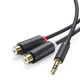 Аудіо кабель з AUX mini-Jack 3,5мм на Double RCA тюльпан UGREEN 2RCA Female Cable (0.25m). Black - зображення 1