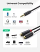 Аудіо кабель з AUX mini-Jack 3,5мм на Double RCA тюльпан UGREEN 2RCA Female Cable (0.25m). Black - зображення 4