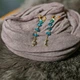 Серьги Звезда-Полумесяц натуральный камень Апатит швенза гипоаллерген сплав (цвет золото) L-45 мм - изображение 1