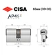 Цилиндр CISA AP4 S 60 (30*30) никель матовый 3 ключа - изображение 8