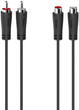 Подовжувач Hama 2 x RCA-jack - 2 x RCA-jack M/M 3 м Black (4047443434357) - зображення 1