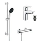 Набор смесителей Grohe Quickfix термостат для душа с душевым гарнитуром Precision Flow THM и смеситель для раковины StartEdge S-Size UA202503TE - изображение 1