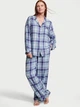 Піжама Victoria's Secret Flannel Long Pajama Set фланелева (Сорочка+штани) XS блакитна - зображення 1