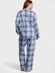 Піжама Victoria's Secret Flannel Long Pajama Set фланелева (Сорочка+штани) XS блакитна - зображення 2