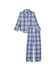 Піжама Victoria's Secret Flannel Long Pajama Set фланелева (Сорочка+штани) XS блакитна - зображення 3
