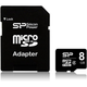 Карта памяти Silicon Power microSDHC 8GB W-4 MB/s, R-4 MB/s Class 4 (SP008GBSTH004V10SP) + SD Adapter - изображение 1