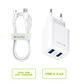 Сетевое зарядное устройство BAVIN PC910Y 2xUSB-A 2.4A + кабель USB-C White - изображение 1