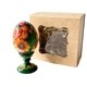 Писанка яйце Петриківський розпис Великодній декор статуетка з дерева висота 9 см ПТАХ на зеленому в коробці Український сувенір - зображення 1