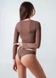 Топ укороченный с длинным рукавом Giulia CROP TOP L/XL Brown-deep taupe, спортивный кроп топ - изображение 7