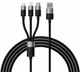 Кабель BASEUS StarSpeed 3в1 Fast Charging USB MicroUSB/Lightning/Type-C 3.5A 1.2m Чорний (B3in1B) - зображення 1