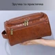 Чоловіча косметичка/несесер для душу дорожня LEATHER BAG із еко шкіри коричнева (GS-130317) - зображення 3