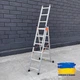 Лестница Техпром 3х6 алюминиевая трехсекционная универсальная (3,37 м) - изображение 1