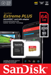 Karta pamięci SanDisk Extreme PLUS microSDXC 64GB Class 10 V30 + adapter SD (SDSQXBU-064G-GN6MA) - obraz 2