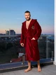 Халат мужской Family Tradition с вышивкой велюровая махра 56 бордовый Любимейший муж - изображение 1