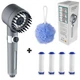 Душевая насадка массажная воронка для душа с фильтром Turbocharged shower head 4в1 силиконовые массажные шипы 3 режима подачи воды и 4 фильтра и мочалка - изображение 1