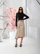 Юбка миди с экокожи на запах K5 fashion 1601/7 48 серо-бежевая - изображение 4