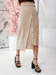 Юбка миди с экокожи на запах K5 fashion 1601/7 48 серо-бежевая - изображение 5