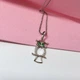 Серебряная подвеска подвес Сова (контур) с зелеными глазками в камнях серебро 925 родированное 3280р 1.50г - изображение 5