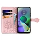 Чехол Embossed Cat and Dog для Motorola Moto G54 / G54 Power книжка кожа PU с визитницей розовое золото - изображение 2