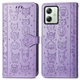Чехол Embossed Cat and Dog для Motorola Moto G54 / G54 Power книжка кожа PU с визитницей фиолетовый - изображение 4