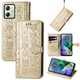 Чохол Embossed Cat and Dog Motorola Moto G54 / G54 Power книжка шкіра PU з візитницею золотистий - зображення 1