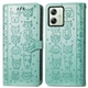 Чехол Embossed Cat and Dog для Motorola Moto G54 / G54 Power книжка кожа PU с визитницей мятный - изображение 4
