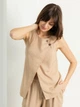 Жилет женский из льна летняя жилетка свободного кроя с разрезом Seventeen XXL-3XL Бежевый 2155.5778 - изображение 1