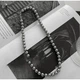 Ланцюжок на шию "Grey Pearls", із сірими перлинами, 8 мм - изображение 1