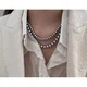 Ланцюжок на шию "Grey Pearls", із сірими перлинами, 8 мм - изображение 2
