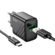 Зарядне мережеве Hoco CS21A USB 18W/3A QC3.0 адаптер швидка зарядка для телефону/смартфону/пристроїв + кабель USB to Type-C Чорний - зображення 1