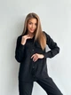 Женский костюм: Рубашка+Штаны микровельвет, 50-52, Черный - изображение 8